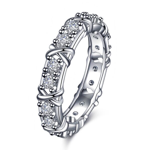 Infinity Eternity 14K Gold Lab Diamond Ring Sterling Sier Engagement Wedding Rings For Women Men Party Finger Band Gift