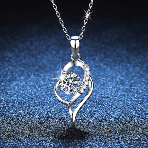 EWYA GRA Certified 1 Carat Moissanite Pendant Necklace for Women Party Sterling Sier Diamond Chain Necklaces