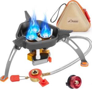 cb64283d4eb9859b WADEO 7200W Windproof Camping Stove, Camping Gas Stove with Piezo Ignition and Butane Adapter, Portable Camp Stove Burner for Outdoor Backpacking Hiking and Picnic