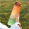 cb643b5330877198 1pc 1000ml Large Capacity Gradient Water Bottle,Water Bottle Straw 1 Litre Leakproof with Time Marker,for Sports Fiess