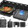 cb7155806131717e 2 Burner Portable Camping Stove Propane, Folding Propane Stove for Camping, Camp Stove with 17,000 BTU,Two Adjustable Burners Gas Camping Stove with Carrying Bag for Outdoor Cooking,BBQ