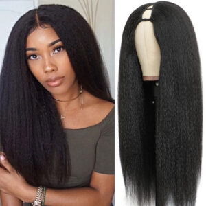 cb91192be8e67c87 Kinky U 10-30 Inch V Part Yaki Straight Synthetic Hair Wig For Women Daily Use Glueless Full hine Made Wigs
