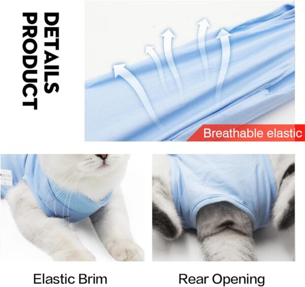 cbb4e23c227644ab Cat Recovery Suit for Male and Female Surgical Post Surgery Soft Cone Onesie Shirt Clothes Neuter Licking Protective Diapers Outfit Cover Kitten Spay Collar(M, Grey)