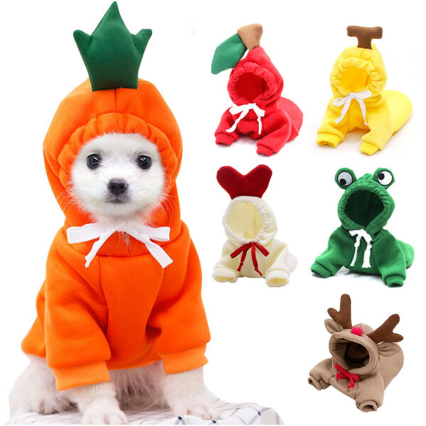 Cute Fruit Dog Clothes Hoodies Warm Fleece Pet Clothing Cat Costume Coat for Puppy Small Medium Dogs Cats