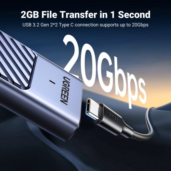 cbb957ef9ac0d1ed UGREEN M2 SSD Case M.2 NVMe SATA SSD Enclosure Adapter 20Gbps USB 3.2 Gen2 USB C External Enclosure Supports M and B&M Keys