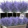 cbc104f4de9526e9 Ouddy Decor 24 Bundles Artificial Lavender Flowers Fake Plastic Purple Flowers Outside UV Resistant for Home Wedding Kitchen Garden Patio Window Box Centerpieces Indoor Outdoor Decor (Gray Purple)