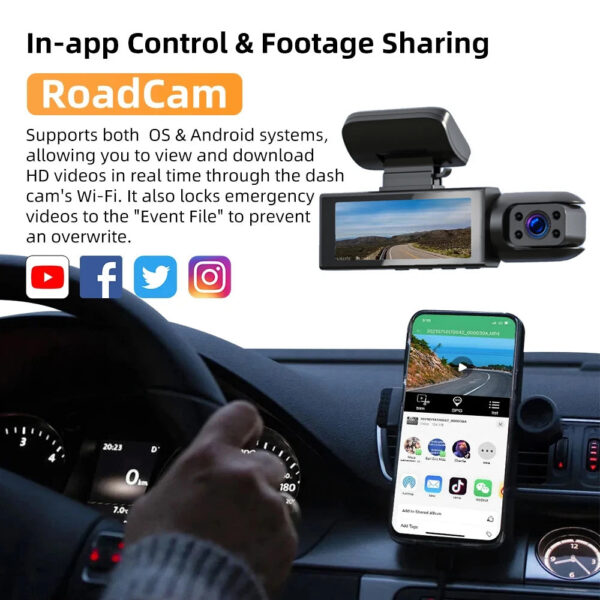 cbd1f273ea719c89 1080P WIFI Dual camera Dash Cam for cars,Front And Inside,car camera with IR Night Vision,Loop Recording,wide angle Car DVR Came