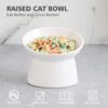 White Small Ceramic Raised Cat Bowls, Tilted Elevated Food or Water Bowls, Stress Free, Backflow Prevention, Dishwasher and Microwave Safe, Lead & Cadmium Free