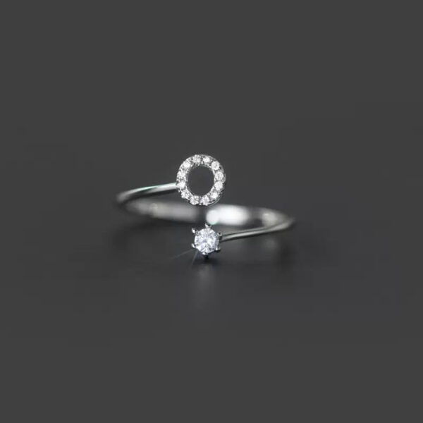 Fashion Sterling Sier 26 Letter Sparkling Diamond Zircon Open Index Finger Your Name Ring Birthday Party Jewelry