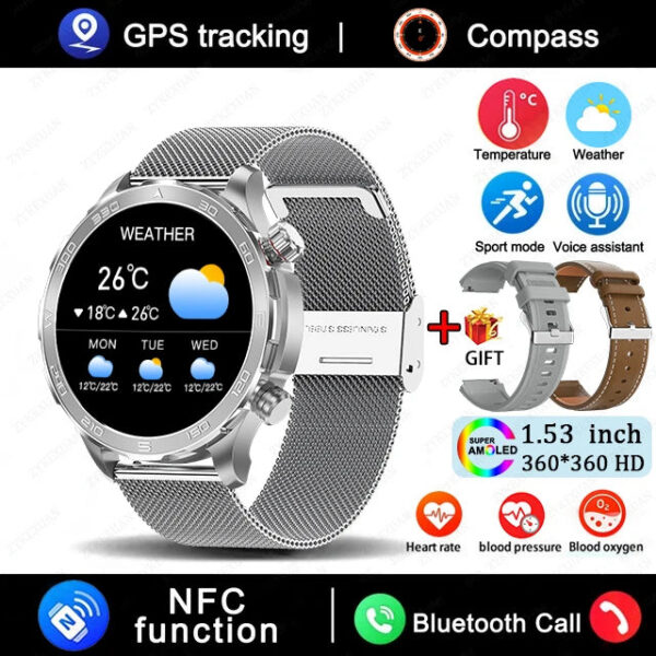 cc06473f0e1debc3 New GPS Track Smart Watch Men AMOLED HD Screen Outdoor Sports Fitness Heart Rate NFC IP68 Waterproof Bluetooth Call Smart Watch
