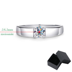 cc2406dc9c5bb1d4 Smyoue D Color 0.5CT 1CT Moissanite Ring for Men Sterling Sier Simulation Diamond Wedding Band Classic Round Cut with GRA