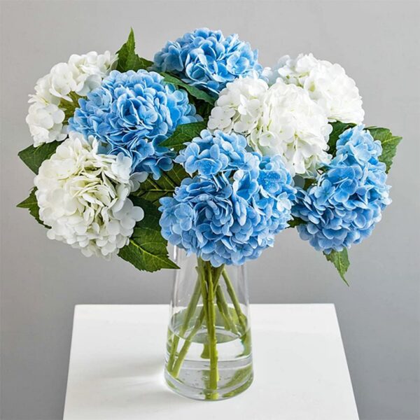 cc2643be6cb32071 3PCS 22 inch Realistic Artificial Hydrangea Large Real Touch Flowers Artificial Flowers Dry Flowers Outdoor Wedding Christmas Office Family Party Living Room Table Decoration (Blue)