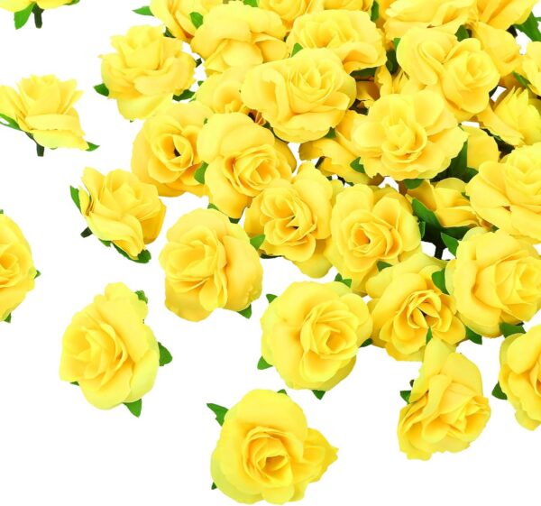 Kesoto 50pcs Pink Roses Artificial Flowers Bulk, 1.6" Small Silk Fake Roses Flower Heads for Decoration, Crafts, Wedding Centerpieces Bridal Shower Party Home Decor