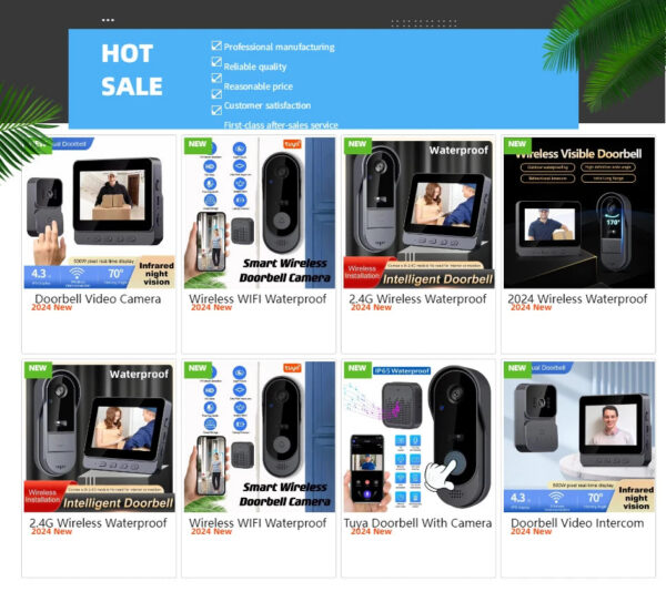 Tuya Doorbell With Camera Wireless Bundle Video Doorbell WIFI HD Outdoor Phone Door Bell Camera Security Video Intercom IR