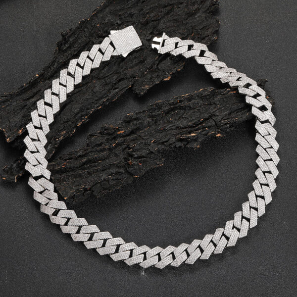 cc523e989c4568ac HOYON Lab Moissanite Cuban Chain Men's Necklace S Sier Color Jewelry Hip Hop Rock CZ Diamond Neck Collares