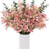 18pcs Babys Breath Eucalyptus Leaves Bouquet Blue Gypsophila Artificial Flowers and Faux Greenery for Home Decor
