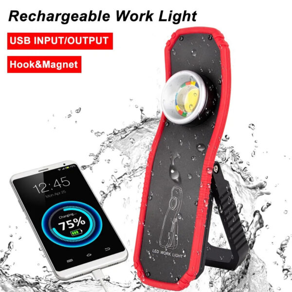 cc7b37bf73efc3bf Portable LED COB Flashlight Torch USB Rechargeable Magnetic Lantern Camping Hanging Hook Lamp High-Low Modes Lighting Work Light