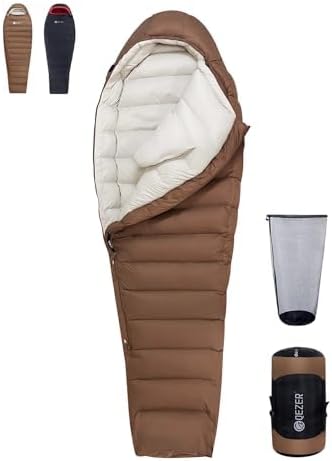 QEZER Winter Sleeping Bag for Adults,Lightweight Down Sleeping Bag [1260g/1560g ] 0°C bis -20°C for 4 Season Backpacking,Hiking,Camping and Mountaineering Outdoor with 660 FP Duck Down