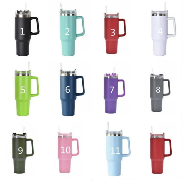 40oz Pink Tumblers Cup With Handle Insulated Stainless Steel Lids Straw Car Travel Mugs Coffee Tumbler Termos Cups ready to ship Water Bottles