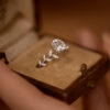 1carat Leaf Moissanite Diamond Engagement Rings for Women Sterling Sier Plated White Gold Wedding Band Promise Ring