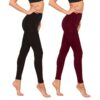 HA WA Fleece Lined for Women, 2 Pairs Opaque Warm Tights with Control Top Pantyhose