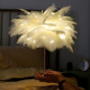 Table Lamp LED Night DIY Creative Warm Light Tree Feather Lampshade Wedding Home Bedroom Decor with Remote Control