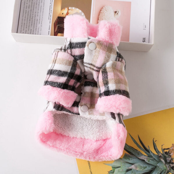 Winter Jacket Clothes Grid Warm Small Dogs Clothing With Fur Collar Cotton Pet Outfits French Bulldog Coat Vest Chihuahua