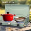 VANSTON 2-Burner Propane Camping Stove, 20,000 Total BTUs, Wind Guards, Adjustable Burners, Instant Push-Button Ignition, Suitable for Backyard BBQs, Beach Cookouts, Tailgating