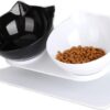 Elevated Cat Bowls with Raised Stand, Pet Food Water Feeder Bowl, 15° Tilted Pet Bowl Stress-Free Suit for Cats Small Dogs