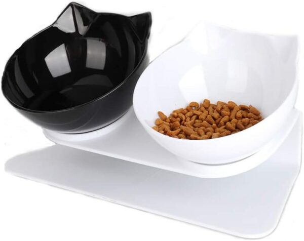 Elevated Cat Bowls with Raised Stand, Pet Food Water Feeder Bowl, 15° Tilted Pet Bowl Stress-Free Suit for Cats Small Dogs
