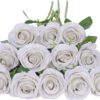 Artificial Rose Flower Dusty Rose Flower Silk Flowers 12 pcs with Long Stem Silk Roses Bouquet for Wedding Bridal Shower Party Home Decoration