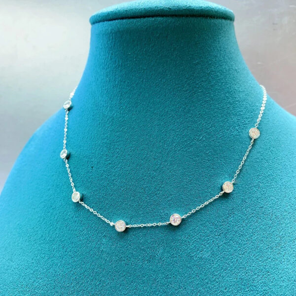 3/5mm Round Bubble Moissanite Diamond Necklace Bracelet with Certificate Sterling Sier Neck Chain Layered Choker for Women