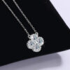 1.2CT Lucky Grass Moissanite Necklace for Women Fine Jewelry 925 Sterling Silver Diamond Pendants Necklaces Valentine's Day Gift