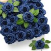 Mocoosy 50Pcs Artificial Flowers Dusty Roses Real Touch Fake Foam Rose Bulk with Stems for DIY Wedding Bouquets Bridal Shower Centerpiece Floral Arrangements Valentine's Day Party Home Decorations