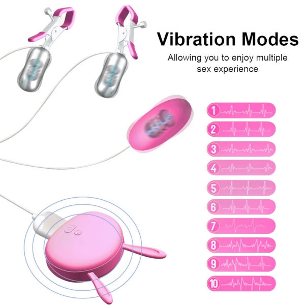 ccdd446985ee4346 Vibrating Nipple Clamp Vibrator for Women 10 Speed Vibrators Egg Breast Massage Fetish to Breast Labia Clip Stimulation Massager