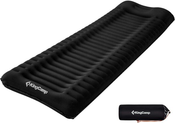 ccfbdf8fb05ccd21 KingCamp Sleeping Pad for Camping, Rollover Prevention Inflatable Camping Mattress Ultralight Air Mat with Built in Pillow for Backpacking Hiking Tent Cot, PVC Free