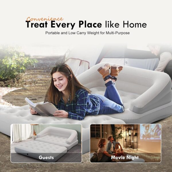 DIMAR GARDEN Inflatable Couch Flocked Blow Up Couch Mattress,Outdoor Air Sofa Bed for Camping,Full Size