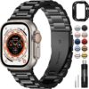 cd037012de3ba54c Fullmosa Compatible Apple Watch Bands 41mm 40mm 38mm, Stainless Steel iWatch Band with Case for Apple Watch Ultra2/Ultra Series 9/8/7/6/5/4/3/2/1/SE/SE2, Rose Gold(Short)