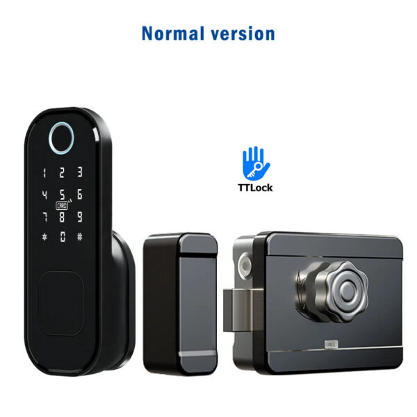 R5 PRO Rust Proof Coating Fingerprint TTLock App Outdoor Lock Remote Control Power Saving Code Smart Door Lock Electric Rim Lock