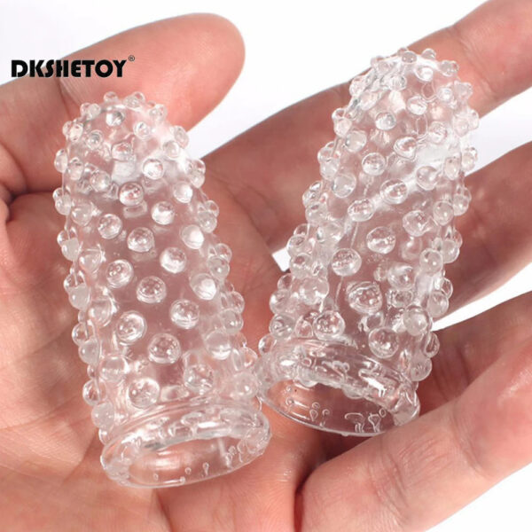 cd1b7f9ecf156e93 Finger Sleeve condoms G Spot Massage Adult Masturbation Sex Exotic Condom Particles Flirting Women Foreplay Anal Plug Sex Toys