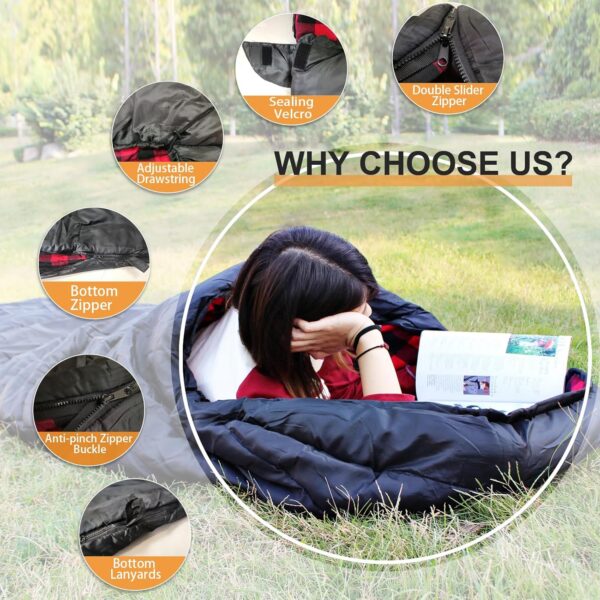 cd223f843b93a861 Poepore Schlafsack Outdoor Winter für Erwachsene Extra Breit 3-4 Jahreszeiten XXL Schlafsäcke Warmer Baumwolle Flanell Deckenschlafsack beim Camping Wandern Abenteuern 230 * 100CM