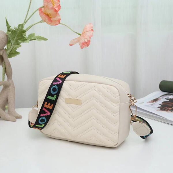 Rilibegan Embroidered Camera PU Material Casual Small Square Versatile Single Bag Printed Shoulder Strap
