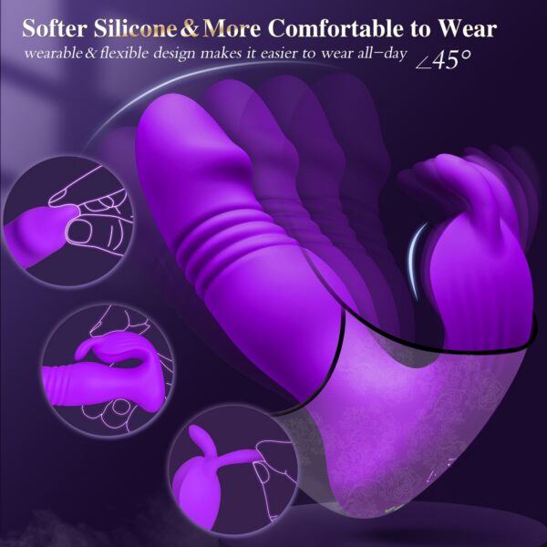 Adult - 3IN1 App Wearable Remote Rose Toy, Sex Pleasure Tools for Women with Clit Modes & 9 Thrusting Dildos Nipple Anal Toys Sucking Vibrator