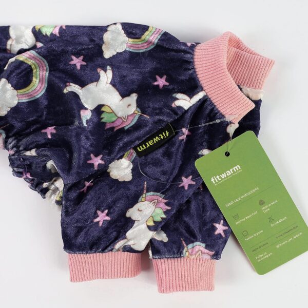 Fairy Unicorn Dog Pajamas, Pet Clothes for Small Dog Girl Boy, Lightweight Velvet Jammies, Cat Outfits, Chihuahua, Pomeranian, Purple, Medium