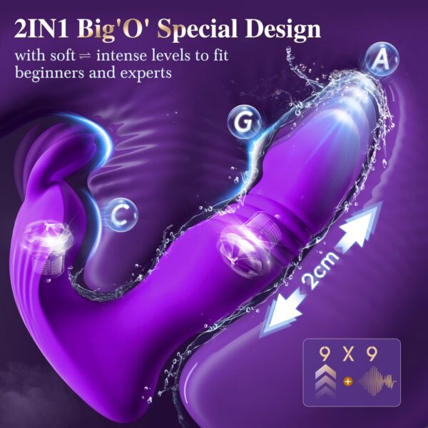 Adult - 3IN1 App Wearable Remote Rose Toy, Sex Pleasure Tools for Women with Clit Modes & 9 Thrusting Dildos Nipple Anal Toys Sucking Vibrator