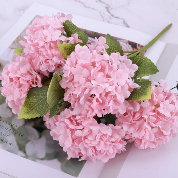 GREENTIME 13” Artificial Hydrangea Flowers Faux Hydrangea Bouquet with 7 Head 3.15” Tiny Hydrangea for Wedding Bouquet Party Home Decor DIY Baby Shower Centerpieces Tables Decoration(Blue)