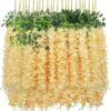 U'Artlines 24 Pack (Total 86.4 Feet) Artificial Fake Wisteria Vine Rattan Hanging Garland Silk Flowers String Home Party Wedding Decor (24, White)