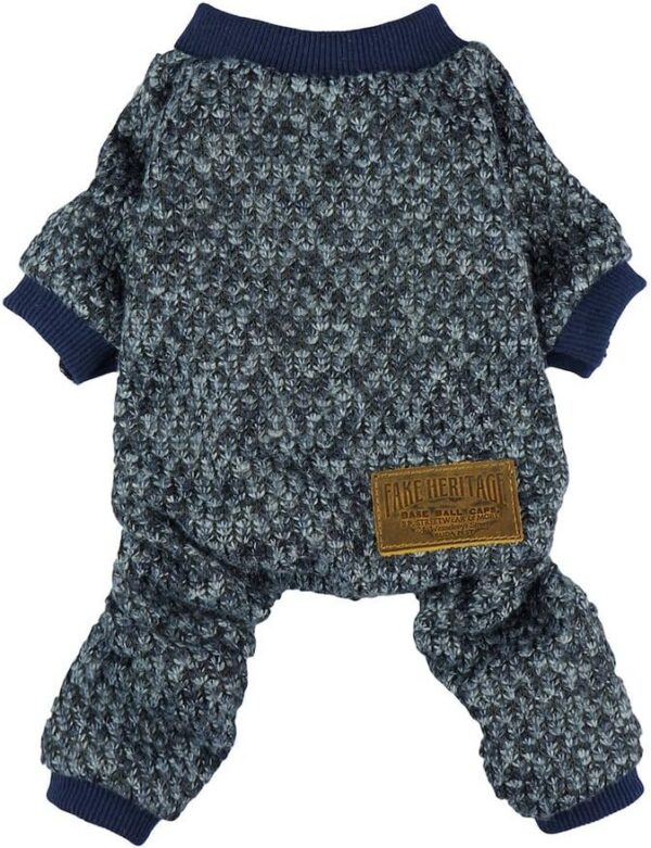 cdde448dfc8afb57 Knitted Dog Pajamas, Dog Clothes for Small Dogs Girl Boy, Pet Onesie with Feet, Cat Outfit, Light Grey, Small