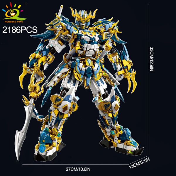 cde0db92d92d758d HUIQIBAO SunWuKong Warrior Mech Robot Building Blocks MOC Chinoiserie Action Figure Brick Children City Construction Display Toy