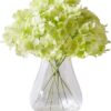 Hydrangea Silk Flower White 10 Heads Artificial Hydrangea Silk Flowers Head for Wedding Centerpieces Bouquets DIY Floral Decor Home Decoration with Long Stems - White